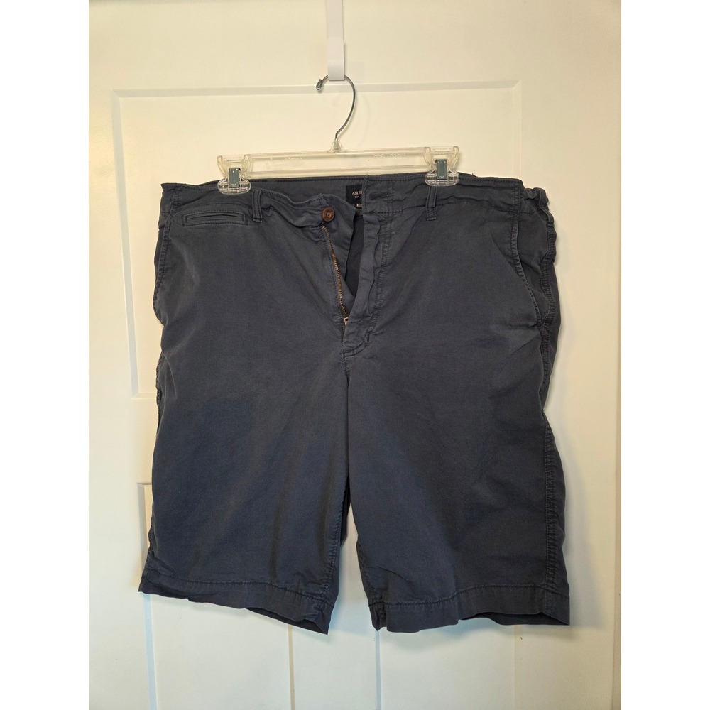 American Eagle Next Level Flex Chino Shorts Mens 38 Gray Longer Length Stretch